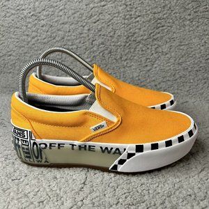 VANS Stacked Taxi Yellow Checkered Slip On Sneaker Platform Shoes Womens 7.5